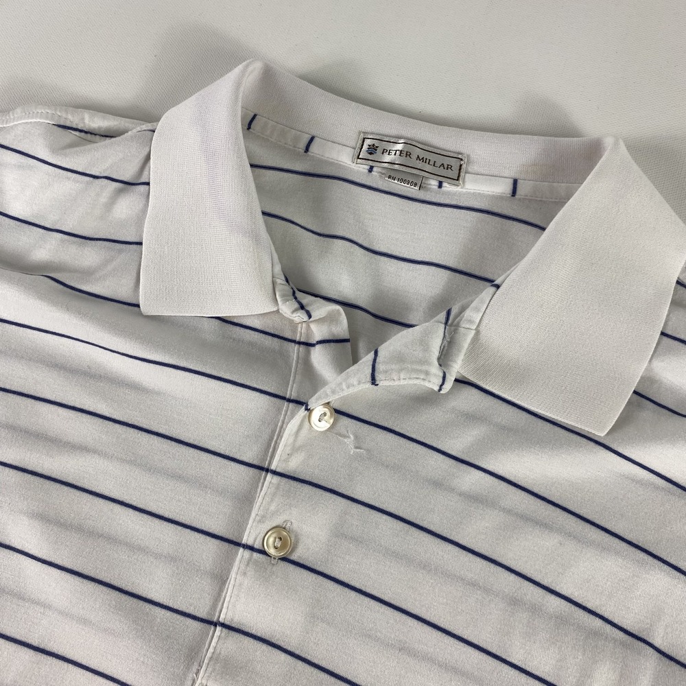 Peter Millar Polo Shirt Mens Large Stripe Olde Florida Golf Club Golf Performanc